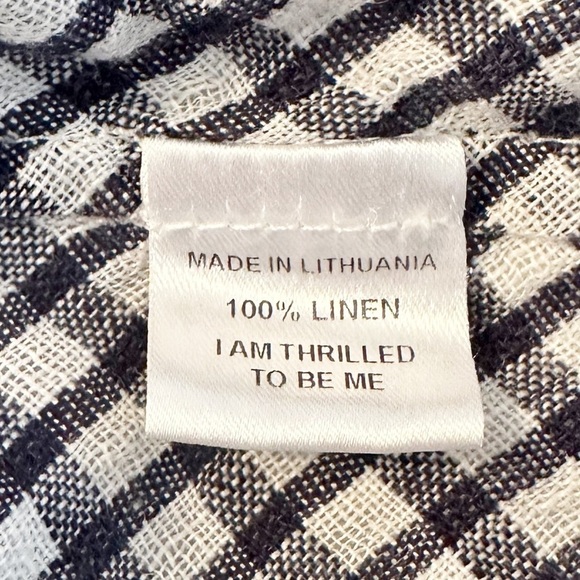 Flax Linen Asymmetrical Airy Navy Gingham Tunic Top - Medium - Picture 6 of 11